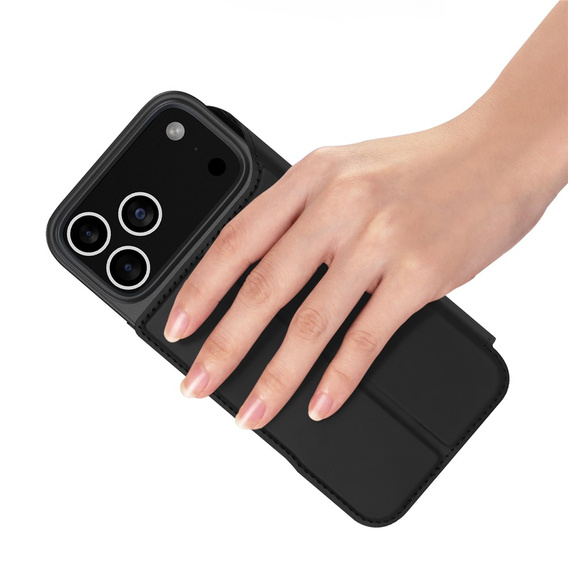 Puzdro Dux Ducis pre iPhone 17 Pro Max, Skin Pro, s chlopňou, s otvorom na kartu, čierne