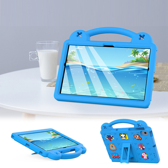 Detské puzdro pre Samsung Tab A8 10.5 X200 / X205, Cute Patterns, so stojanom, modré