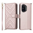 Puzdro s chlopňou pre Honor 400 5G, Crossbody Leather Wallet, ružové