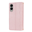 Puzdro s chlopňou pre Samsung Galaxy S25 Edge, Rhombus Crossbody Leather, ružové rose gold