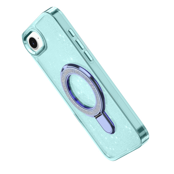 Puzdro iPhone 16e, Glittery Magnetic Kickstand, modré