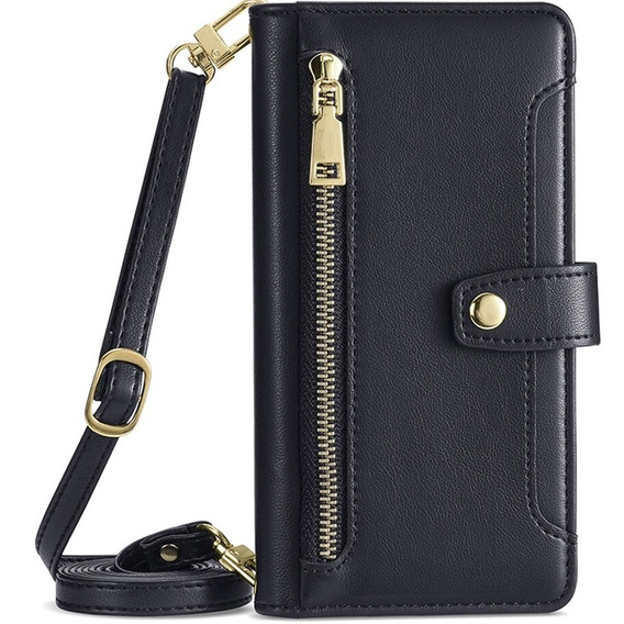 Klapkové puzdro pre iPhone 14 Pro, Wallet Zipper Pocket, čierne