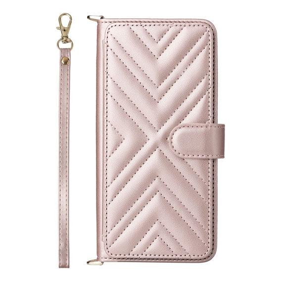 Puzdro s chlopňou pre Xiaomi Redmi A5, Crossbody Leather Wallet, ružové
