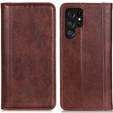 Obal na mobil pre Samsung Galaxy S23 Ultra, Wallet Litchi Leather, hnedé