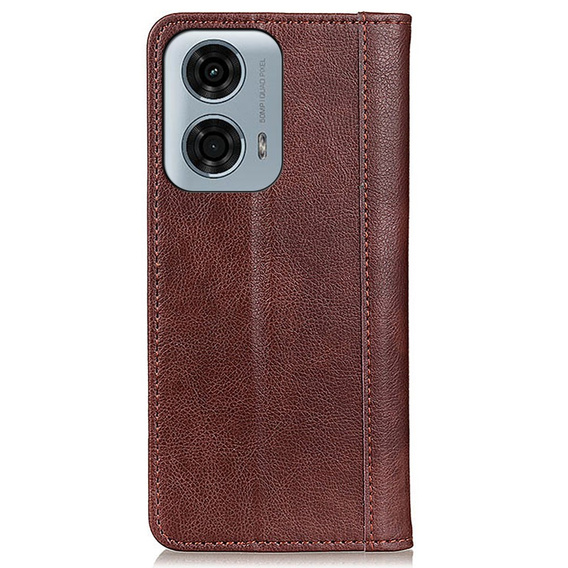 Obal na mobil pre Motorola Moto G24 / G24 Power / G04, Wallet Litchi Leather, hnedé