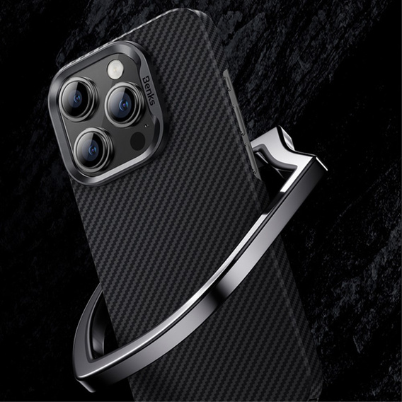 Puzdro BENKS Kevlar pre iPhone 15 Pro, Carbon Fiber, čierne