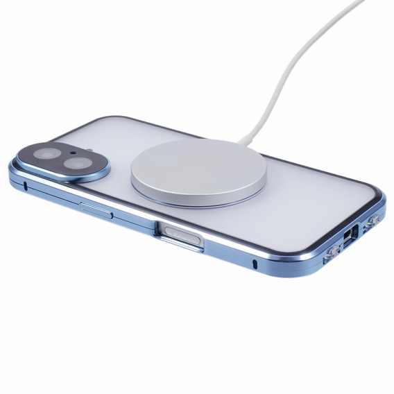 Magnetické puzdro Dual Glass MagSafe pre iPhone 16, modré