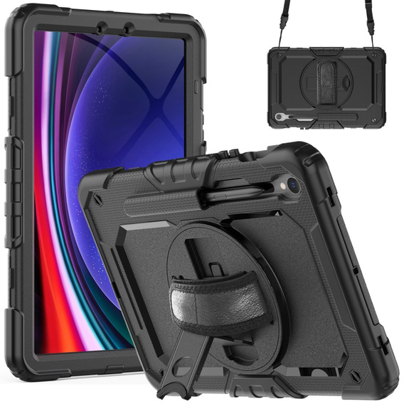 Obrnené puzdro pre Samsung Galaxy Tab S10 Lite / S10 FE / S9 FE, ochranné 360 so slotom na stylus, čierne