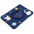 Detské silikónové puzdro pre iPad 10.2 2021 / 2020 / 2019, pancierované s popruhom, Astronaut, tmavomodré