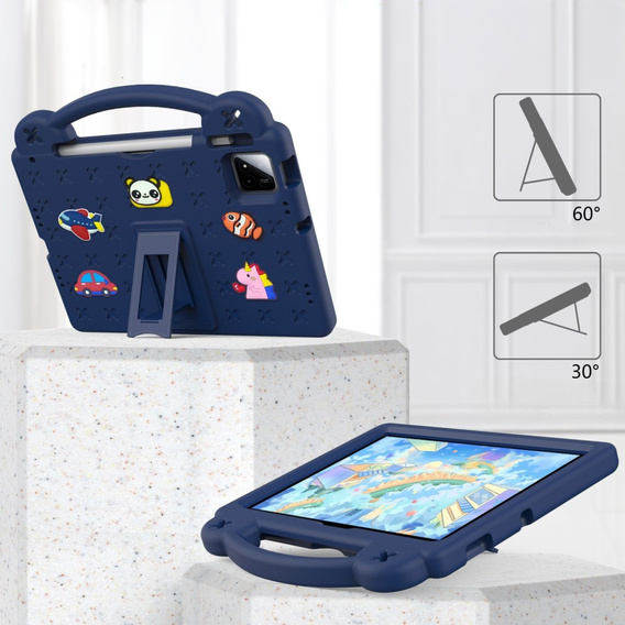 Detské puzdro pre Xiaomi Pad 7 / 7 Pro, Cute Patterns, so stojanom, tmavomodré