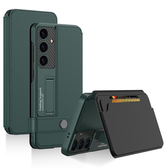 Flipové puzdro pre Samsung Galaxy S25, GKK Card Slot Wallet, zelený