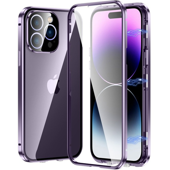 Puzdro pre iPhone 15 Pro Max, Magnetic Dual Glass, fialové