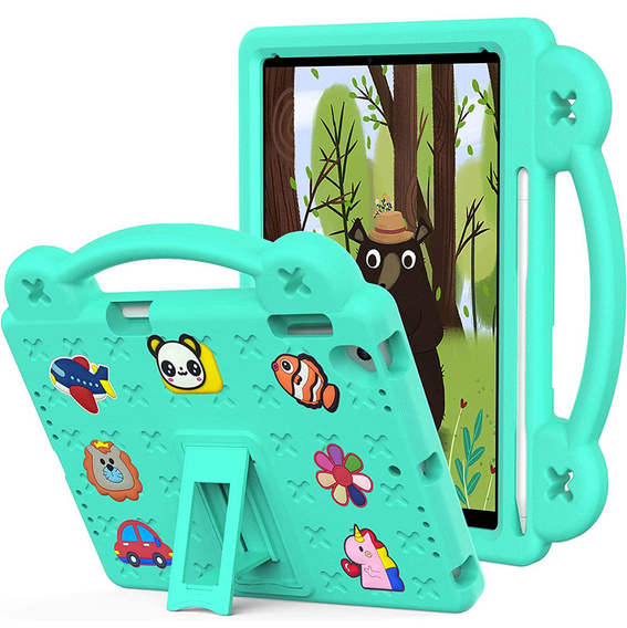 Detské puzdro pre iPad 9.7" 2018/2017 (6/5 gen.) / Pro 9.7" 2016, Cute Patterns, so stojanom, zelený