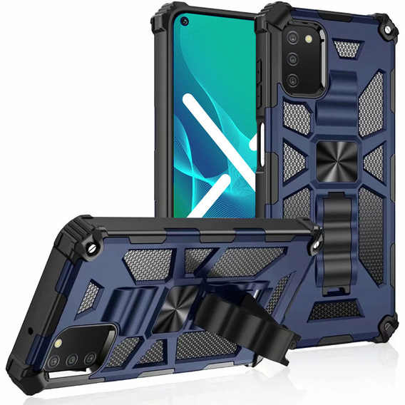 Obal na mobil pre Samsung Galaxy A03s, Armor Kickstand, modré