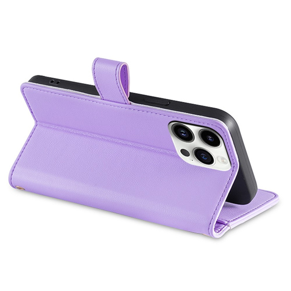Klapkové puzdro pre iPhone 14 Pro, Wallet Zipper Pocket, fialové