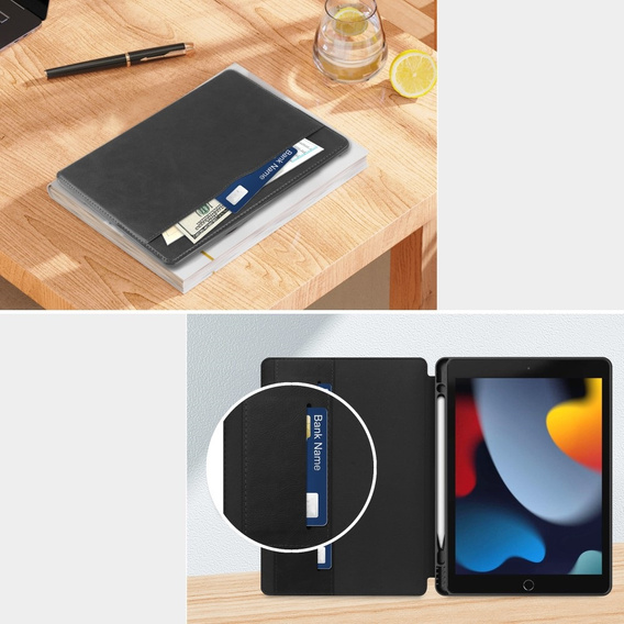 Puzdro pre iPad 10.2 2021 / 2020 / 2019, Business Card and Pen Slot, čierne