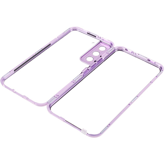 Obal na mobil pre Samsung Galaxy S21, Magnetic Dual Glass, fialové