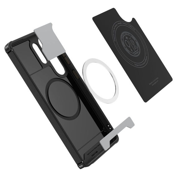 Puzdro Spigen pre Samsung Galaxy S25 Ultra, Core Armor MagSafe, čierne + tvrdené sklo 9H
