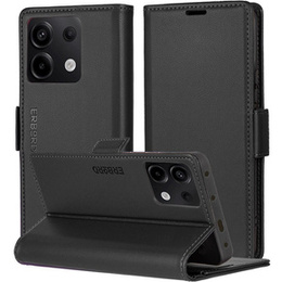 Puzdro pre Xiaomi Redmi Note 13 5G, ERBORD Glossy Litchi, flipová peňaženka, čierne