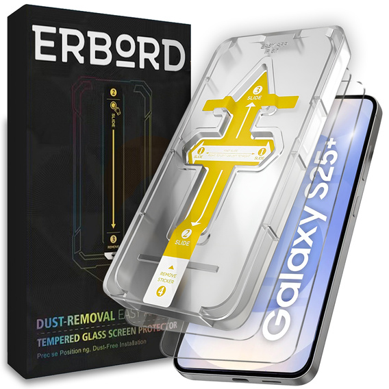 2x Tvrdené sklo pre Samsung Galaxy S24+ Plus / S25+ Plus, ERBORD Easy App 9H Screen Protector