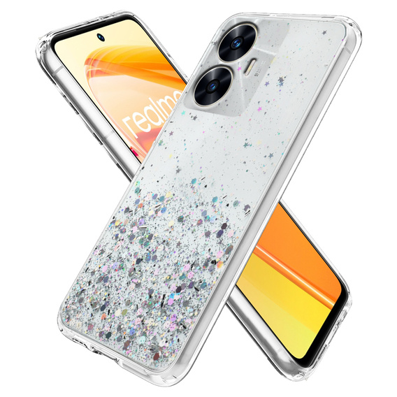 Obal na mobil pre Realme C55, Glittery, priehľadné
