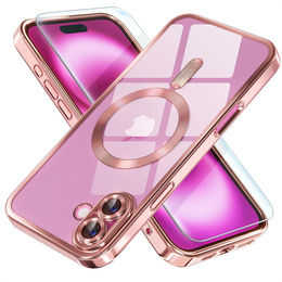 Puzdro pre iPhone 16 Plus, Electro MagSafe, ružové + sklo na displej
