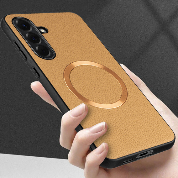 Obal na mobil pre Samsung Galaxy A56 5G, Leather Hybrid MagSafe, zlaté
