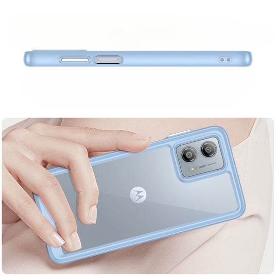 Obal na mobil pre Motorola Moto G53 5G, Fusion Hybrid, transparentné / modré