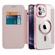 Klapkové puzdro pre iPhone 12, RFID Wallet MagSafe CamShield, ružové