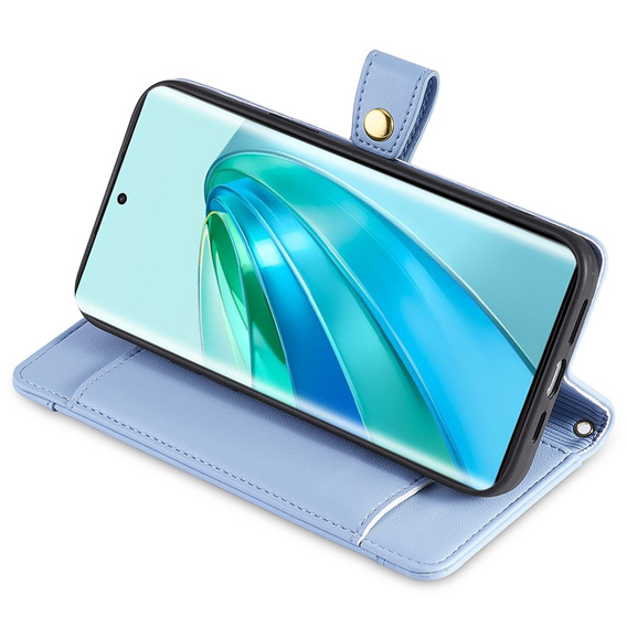 Klapkové puzdro pre Honor Magic5 Lite, Wallet Zipper Pocket, modré