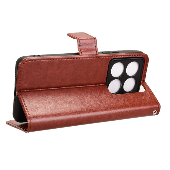 Klapkové puzdro pre Xiaomi 14T, Crazy Horse Wallet, hnedé