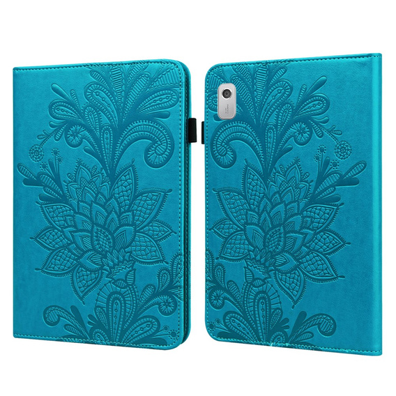 Puzdro s chlopňou pre Lenovo Tab M9, flower, modré