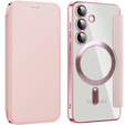 Klapkové puzdro pre Samsung Galaxy S24, RFID Wallet MagSafe CamShield, ružové