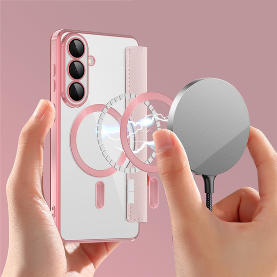 RFID peňaženka MagSafe Flip Case s ochranou fotoaparátu pre Samsung Galaxy S26 Plus, ružová