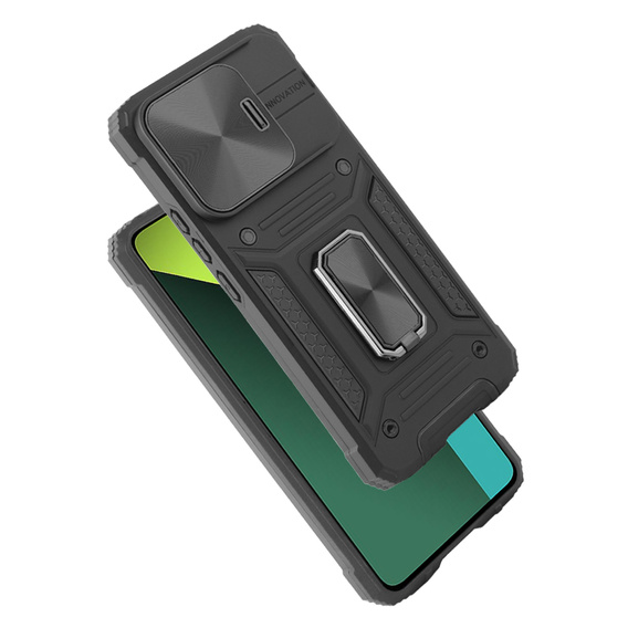 Pancierované puzdro pre Xiaomi Redmi Note 13 Pro 5G, CamShield Slide, čierne + tvrdené sklo 9H