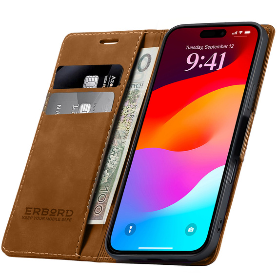 ERBORD Vintage case - flipová peňaženka pre iPhone 17 Pro Max