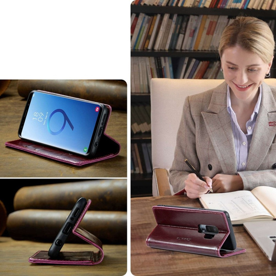 CASEME flipové puzdro pre Samsung Galaxy S9+ Plus, Waxy Textured, červené