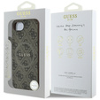 GUESS Obal na mobil pre iPhone 16E, 4G Ring Classic Logo, hnedé