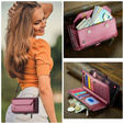 Puzdro CASEME pre Samsung Galaxy A56 5G, RFID Leather Wallet, s popruhom cez rameno, červené