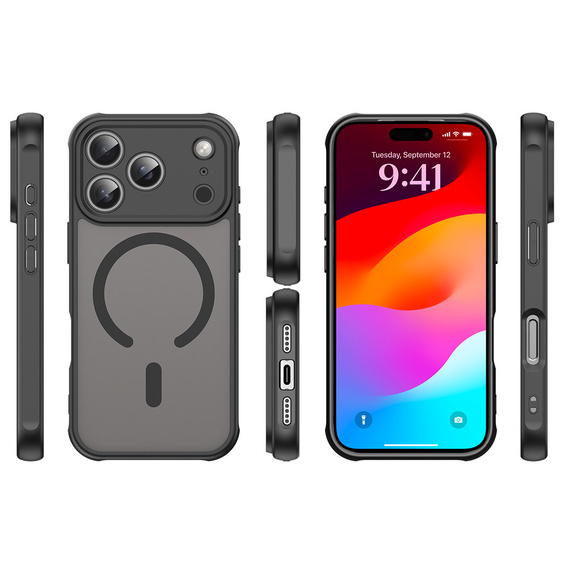 Matné puzdro pre iPhone 17 Pro, pre MagSafe, s ochranou fotoaparátu, čierne