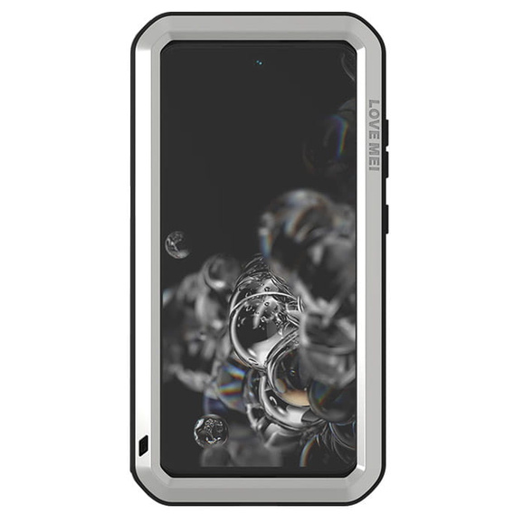 Love Mei Obal na mobil pre Samsung Galaxy S21 FE, armored with glass, strieborné