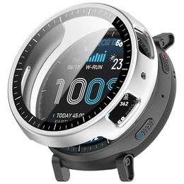 Puzdro 2 v 1 + tvrdené sklo pre Amazfit Active Max, strieborné