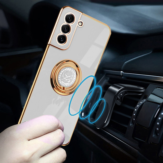Obal na mobil pre Samsung Galaxy S21 FE, Electro Ring, biele