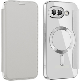 Klapkové puzdro pre Google Pixel 9A, RFID Wallet MagSafe CamShield, strieborné