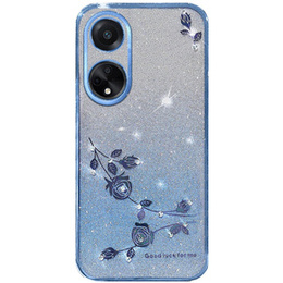 Puzdro pre Oppo A58 4G, Glitter Flower, modré