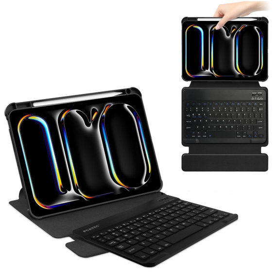 Puzdro s klávesnicou pre iPad Pro 11" 2024 (5 gen.), Rotary 360° Leather, čierne