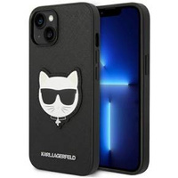 Karl Lagerfeld Obal na mobil pre iPhone 14 Plus, Saffiano Choupette Head Patch, čierne