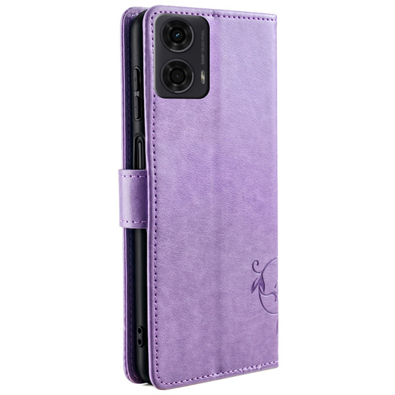 Klapkové puzdro pre Motorola Moto E14, Butterfly, fialové
