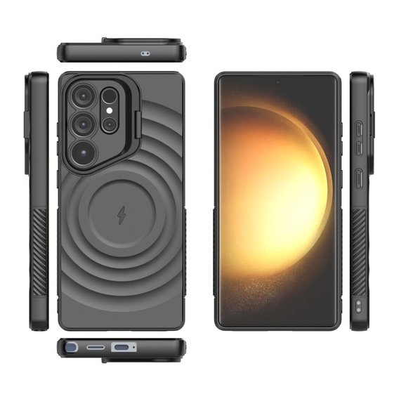 Puzdro pre Samsung Galaxy S25 Ultra, Ripple Kickstand, pre MagSafe, čierne