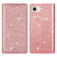 Flipové puzdro na iPhone 16E, Card Slot Glittery, ružové